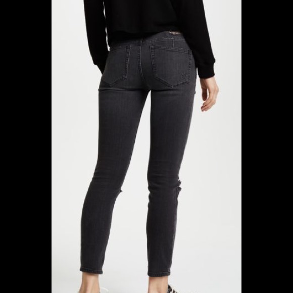 Free People Black Skinny Jeans Fishnet Detailing - Picture 3 of 3